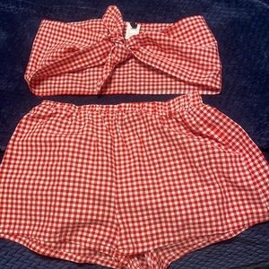 Shein gingham matching top and bottom set